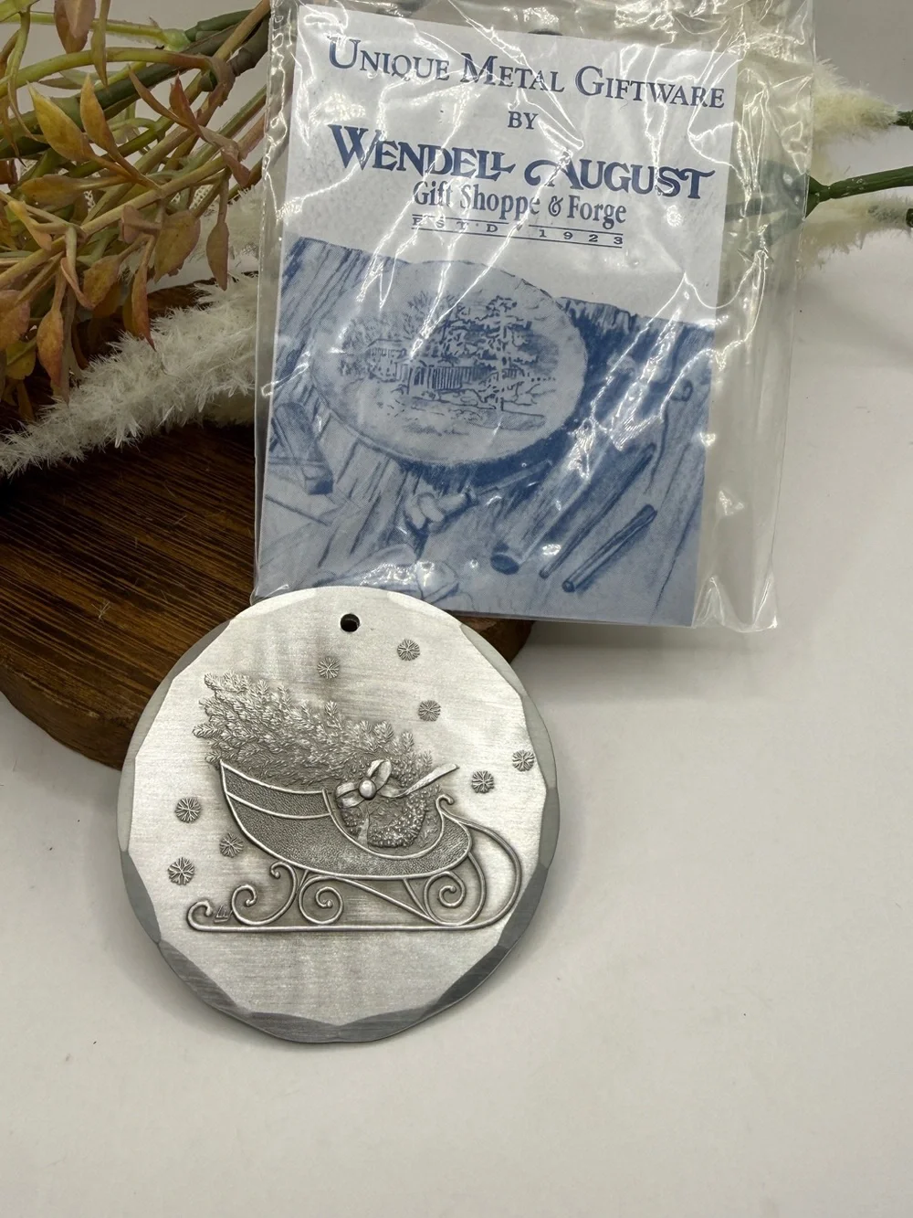 Vtg 1987 Wendell August Forge Hand Forged Aluminum Christmas Sleigh Ornament